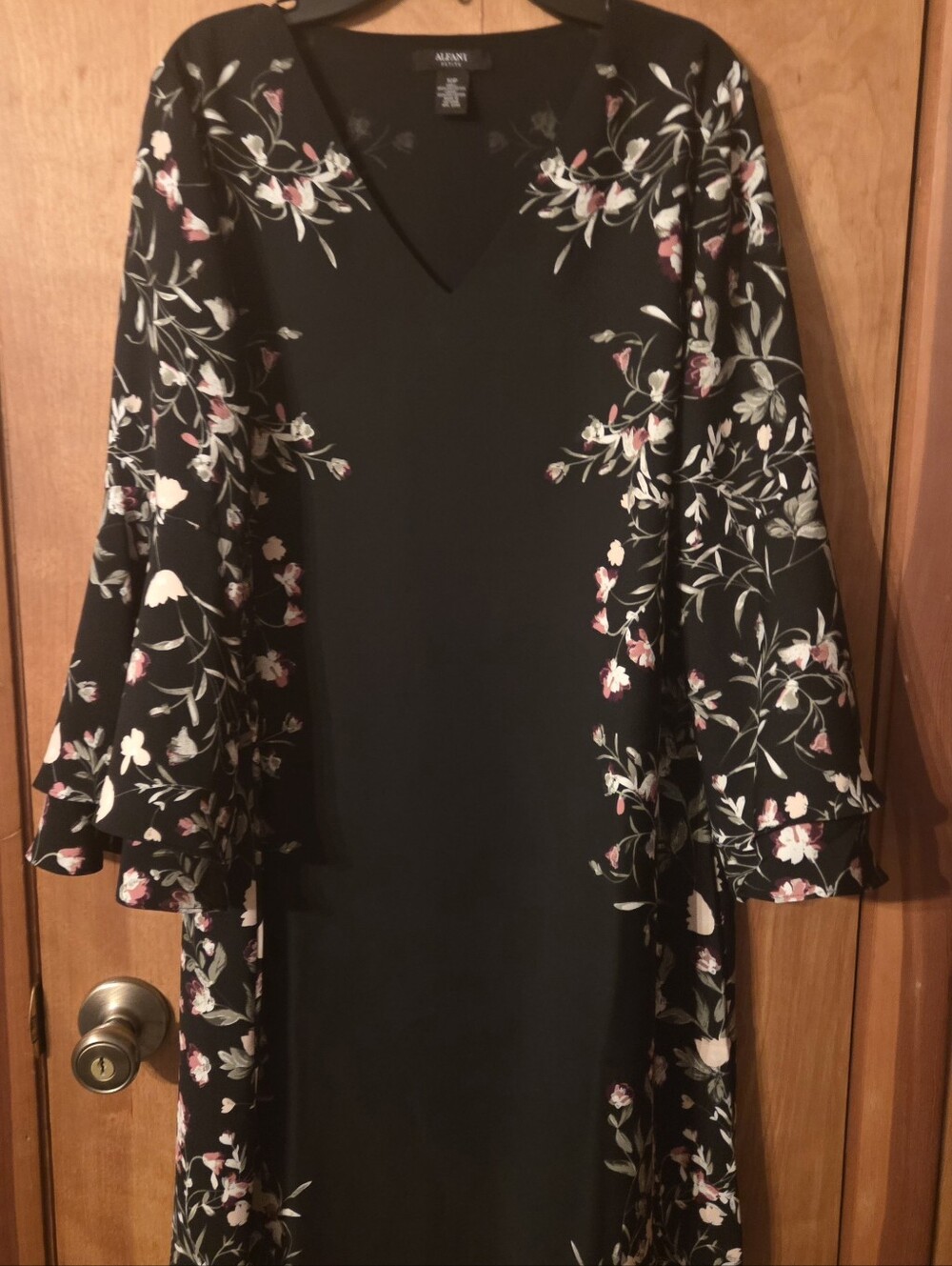 Alfani Women's 10 P Blooms Floral Dress Black Roses Wedding